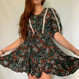 Floral green and red dress